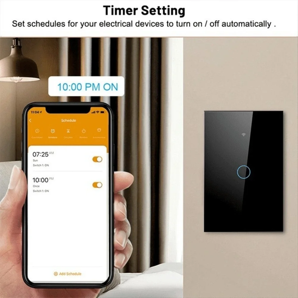 Tuya US Wifi Smart Wall Switch RF433 1 Gang‎ Touch Sensor Light Switch